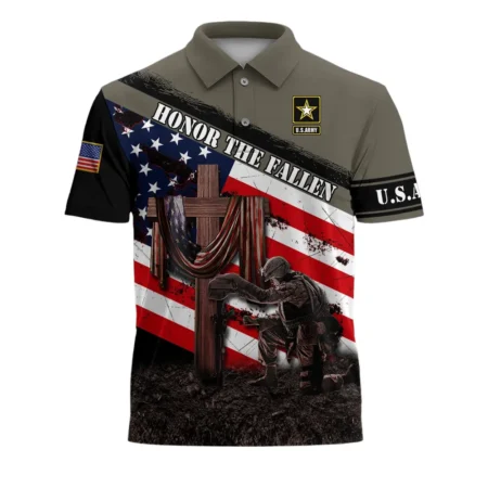 U.S. Army Short Polo Shirts All Over Prints Remember Honor Respect Veteran Day