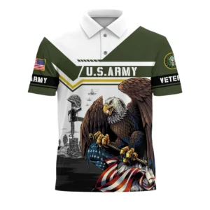 U.S. Army Short Polo Shirts Honoring All Who Served Remember Honor Respect Veteran Day