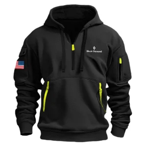 Classic Fashion Black Diamond Camping Color Black Hoodie Half Zipper