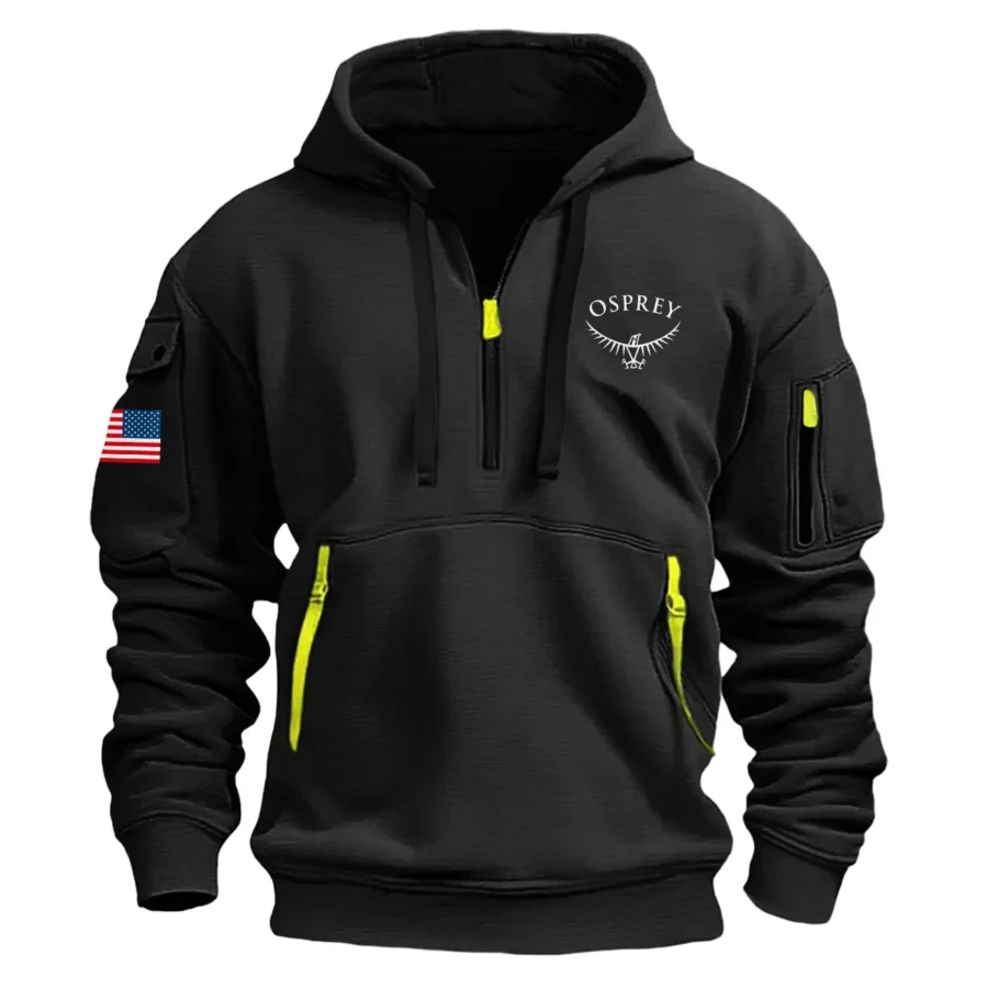 Classic Fashion Osprey Camping Color Black Hoodie Half Zipper