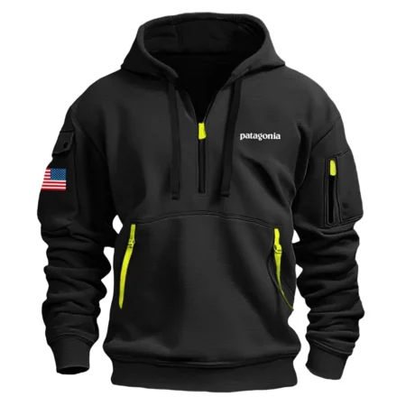 Classic Fashion Patagonia Camping Color Black Hoodie Half Zipper