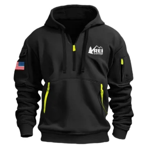 Classic Fashion Recreational Equipment Camping Color Black Hoodie Half Zipper