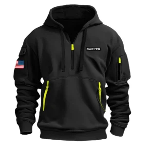 Classic Fashion Sawyer Camping Color Black Hoodie Half Zipper