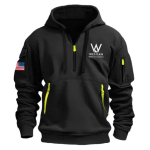 Classic Fashion Western Mountaineering Camping Color Navy Hoodie Half Zipper