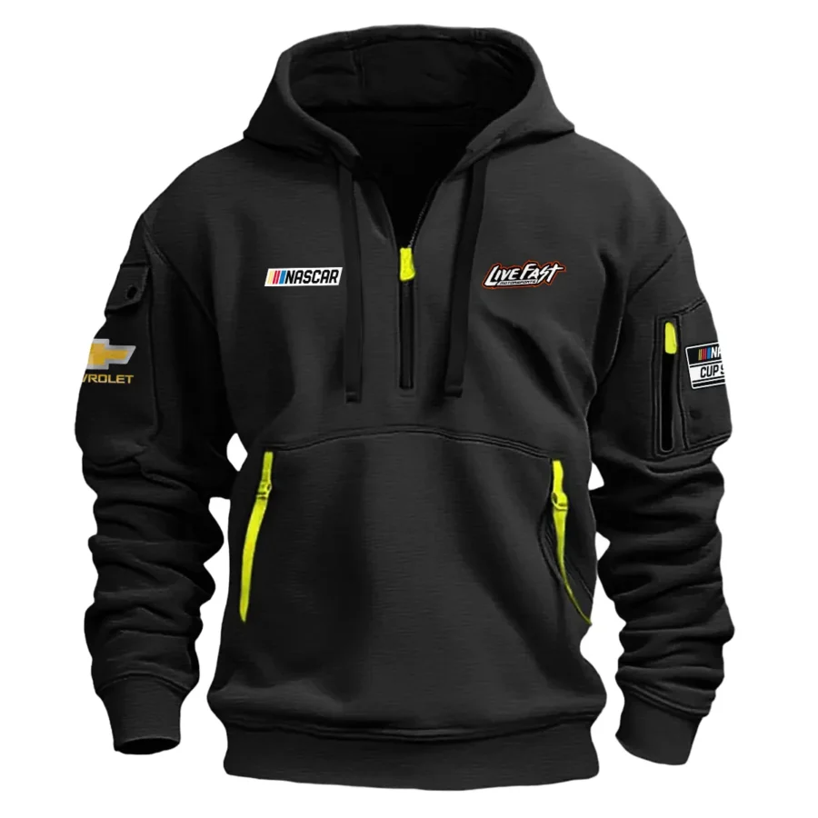 Classic Fashion Live Fast Motorsports Nascar Cup Series Color Black Hoodie Half Zipper