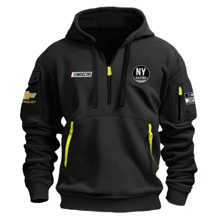 Classic Fashion NY Racing Team Nascar Cup Series Color Black Hoodie Half Zipper