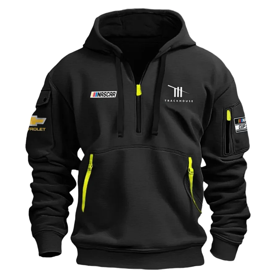 Classic Fashion Trackhouse Racing Nascar Cup Series Color Black Hoodie Half Zipper