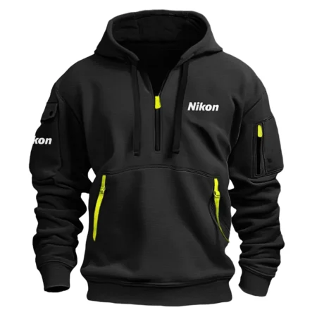 Nikon Classic Fashion Photography Videography Color Black Hoodie Half Zipper