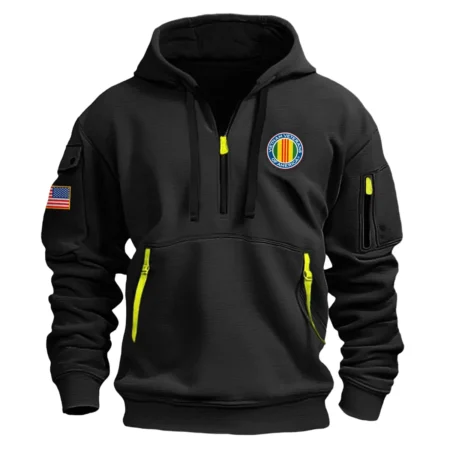 Classic Fashion U.S. Vietnam Veteran Color Black Hoodie Half Zipper