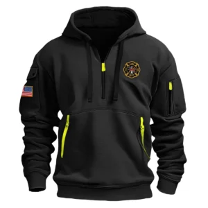 Classic Fashion U.S. FireFighter Color Khaki Hoodie Half Zipper