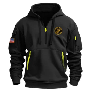 Classic Fashion U.S. Marine Corps Color Black Hoodie Half Zipper