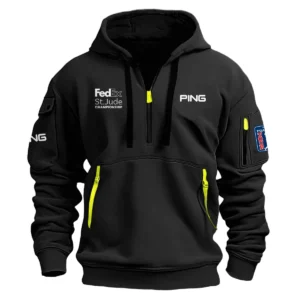 Gray Color Brand Ping Hoodie Half Zipper FedEx St. Jude Championship Gift For Fans