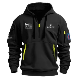 Gray Color Brand Rolex Hoodie Half Zipper FedEx St. Jude Championship Gift For Fans