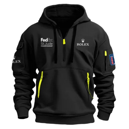 Black Color Brand Rolex Hoodie Half Zipper FedEx St. Jude Championship Gift For Fans