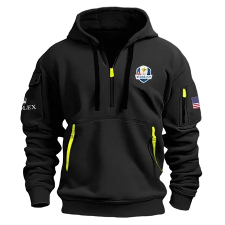 Black Color Brand Rolex Hoodie Half Zipper Ryder Cup Gift For Fans