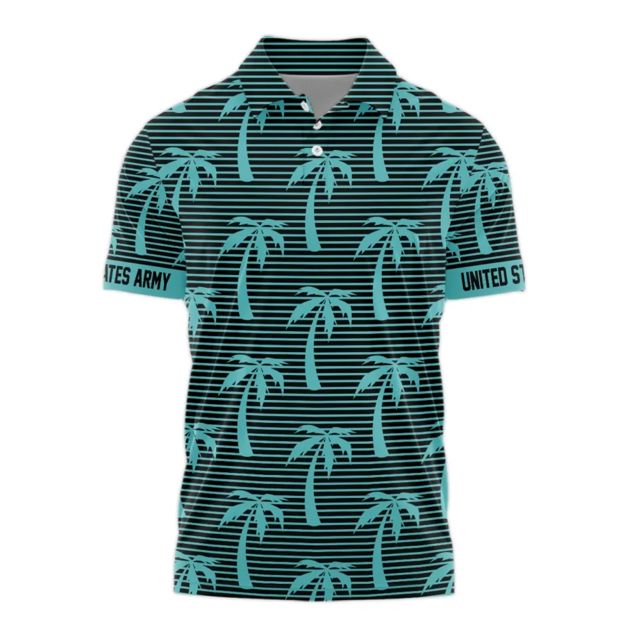 Hawaii Palm Tree Pattern Summer Beach Shirt Veteran U.S. Army All Over Prints Polo Shirt