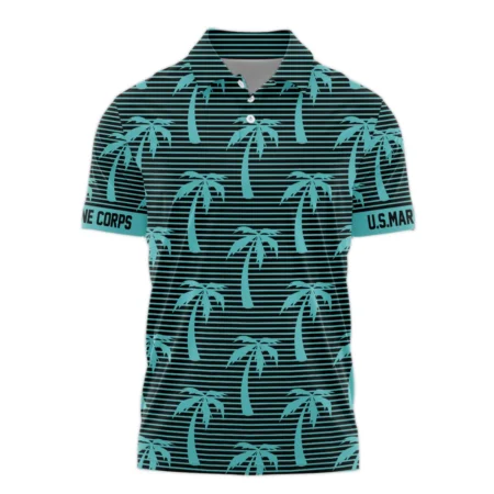 Hawaii Palm Tree Pattern Summer Beach Shirt Veteran U.S. Marine Corps All Over Prints Polo Shirt