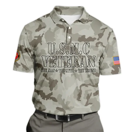 Veteran The Man The Myth The Legend U.S. Marine Corps All Over Prints Polo Shirt