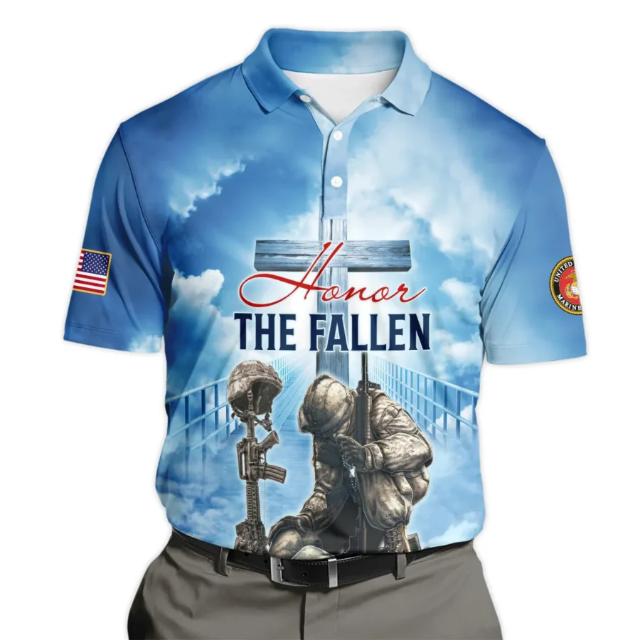 Honor The Fallen Veteran A Big Piece Of My Heart Lives In Heaven U.S. Marine Corps All Over Prints Polo Shirt