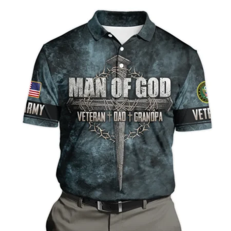 Veteran Dad Grandpa Man Of God Honor The Fallen U.S. Army All Over Prints Polo Shirt