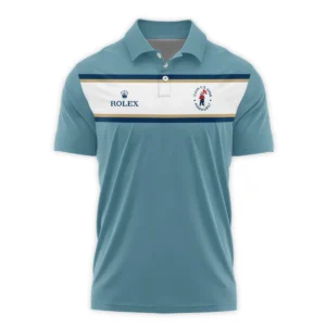 124th U.S. Open Pinehurst Golf Sport Mostly Desaturated Dark Blue Yellow Rolex Zipper Polo Shirt Style Classic