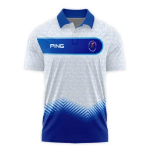 124th U.S. Open Pinehurst Blue Gradient Pattern White  Ping Zipper Polo Shirt Style Classic