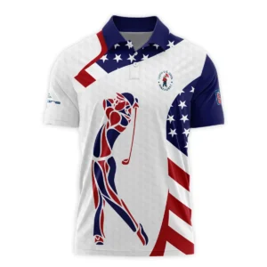 124th U.S. Open Pinehurst Cobra Golf  Blue Red Golf Pattern White Flag Zipper Polo Shirt Style Classic