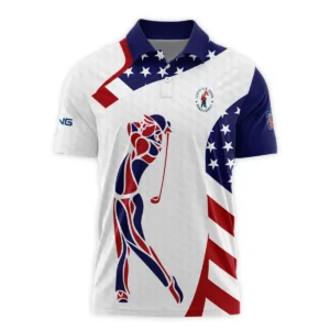 124th U.S. Open Pinehurst Ping Blue Red Golf Pattern White Flag Zipper Polo Shirt Style Classic