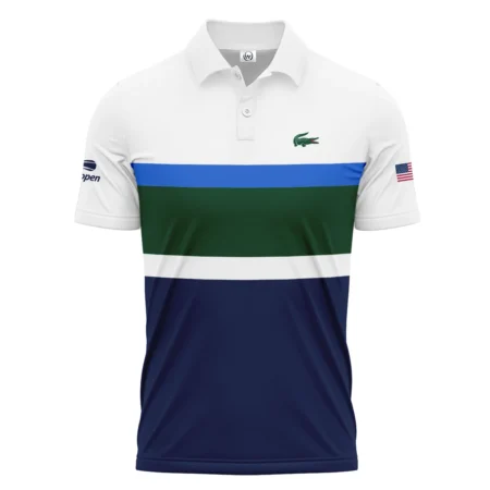 Lacoste US Open Tennis Green Blue White Pattern Polo Shirt Style Classic