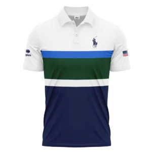 Ralph Lauren US Open Tennis Green Blue White Pattern Zipper Polo Shirt Style Classic