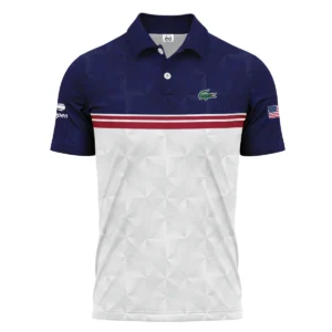 Lacoste US Open Tennis Purple White Red Line Abstract Zipper Polo Shirt Style Classic