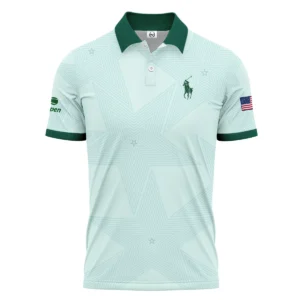 Tennis Pattern Star Light Green US Open Tennis Ralph Lauren Zipper Polo Shirt Style Classic