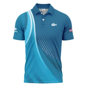 Tennis Blue Gradiend US Open Tennis Lacoste Zipper Polo Shirt Style Classic