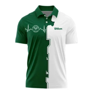 Tennis Love Green Color Wimbledon Championships Champions Wilson Performance Zipper Polo Shirt