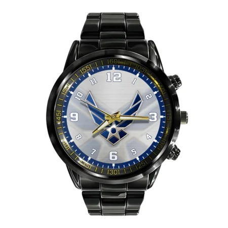 U.S. Air Force Logo Black Stainless Steel Watch Gift For Airmen