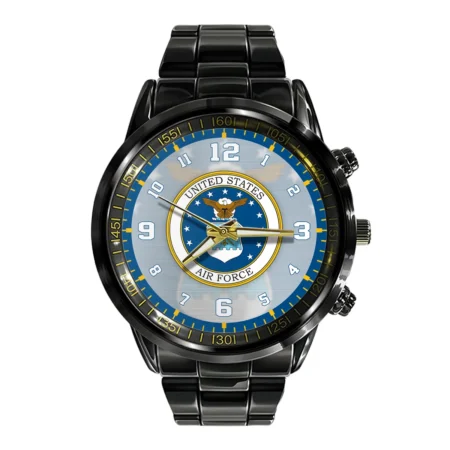 U.S. Air Force Logo Black Stainless Steel Watch Gift For Airmen