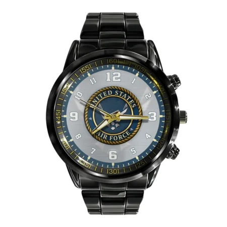 U.S. Air Force Logo Black Stainless Steel Watch Gift For Airmen