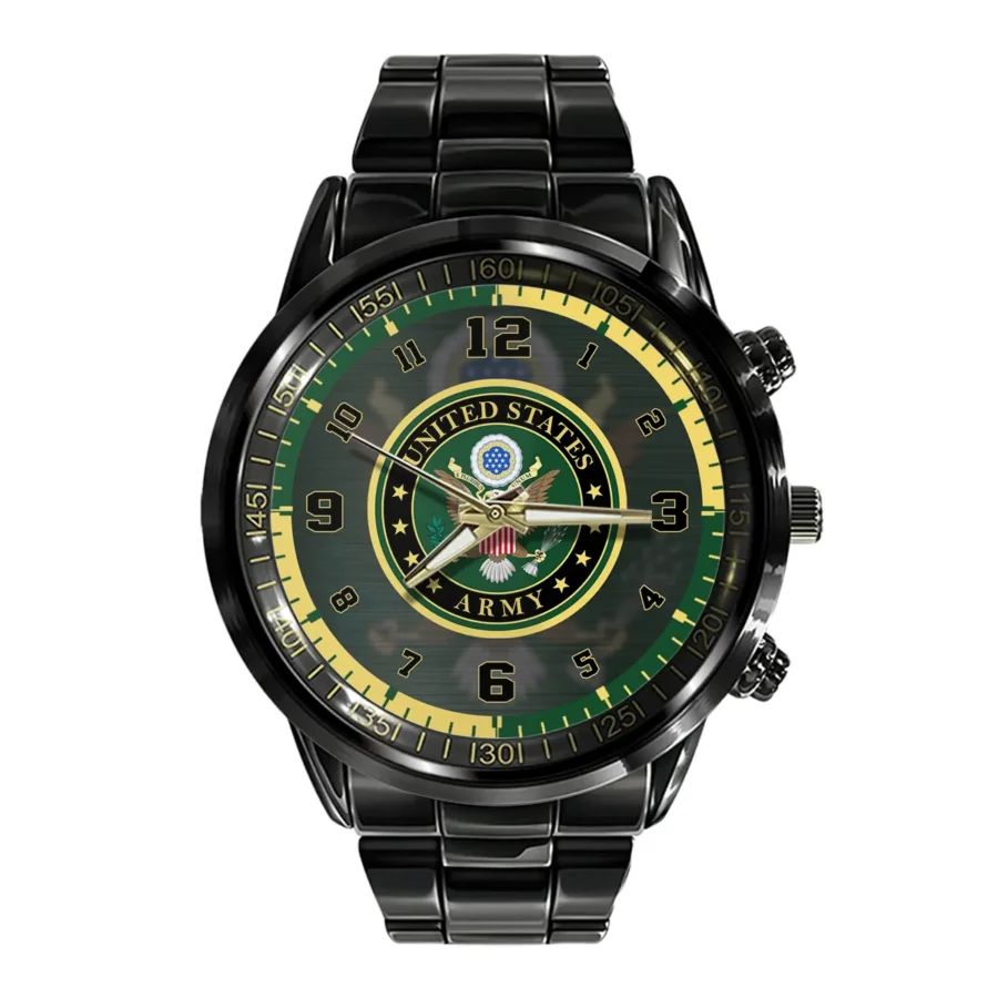 U.S. Army Logo Black Stainless Steel Watch Gift For Soldiers