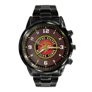 U.S. Army Logo Black Stainless Steel Watch Gift For Soldiers