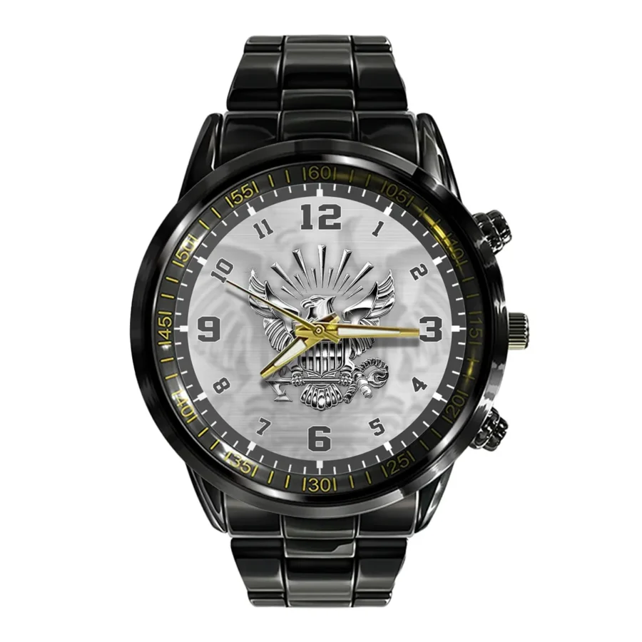 U.S. Navy Logo Black Stainless Steel Watch Gift For Sailors