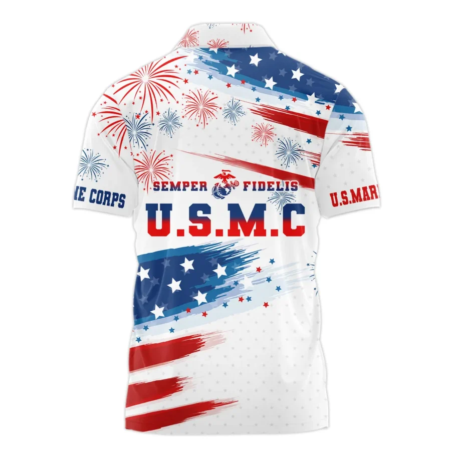 United States Independence Day U.S. Marine Corps All Over Prints Polo Shirt