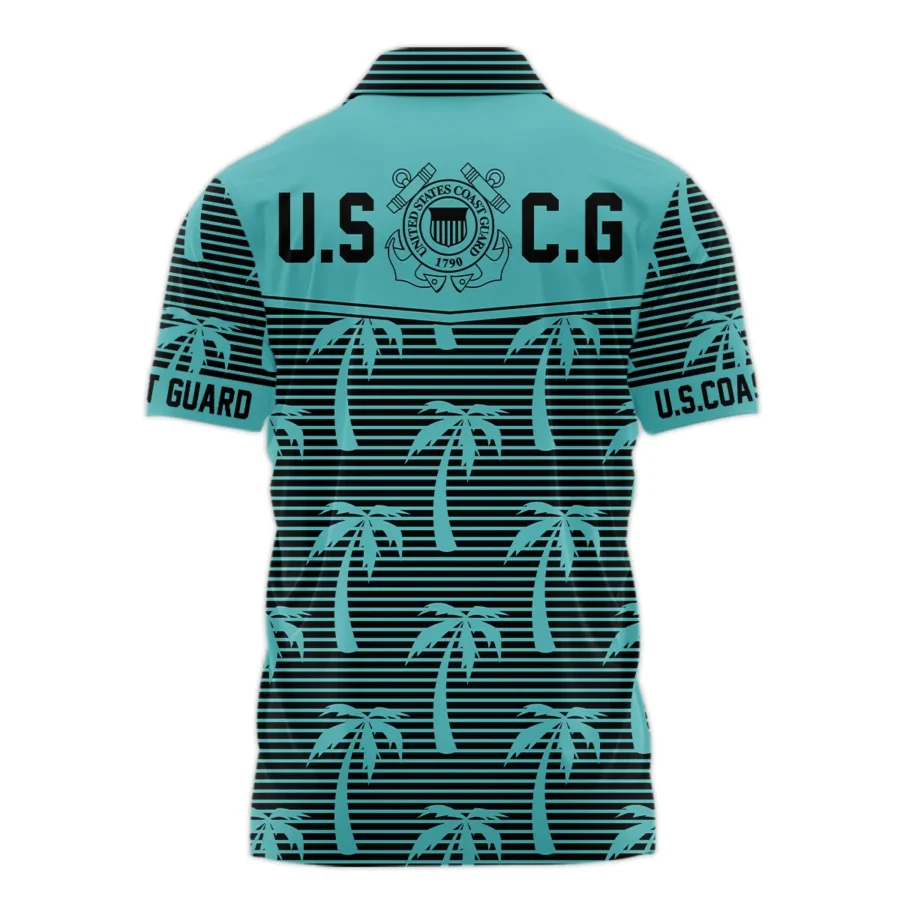 Hawaii Palm Tree Pattern Summer Beach Shirt Veteran U.S. Coast Guard All Over Prints Polo Shirt