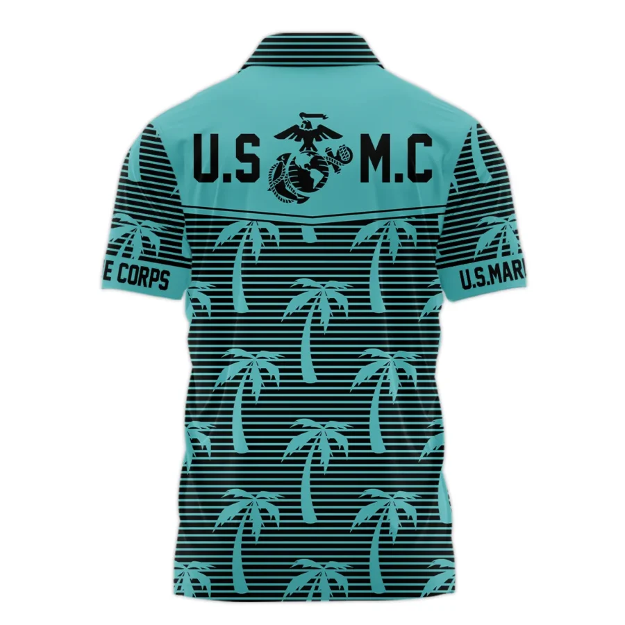 Hawaii Palm Tree Pattern Summer Beach Shirt Veteran U.S. Marine Corps All Over Prints Polo Shirt