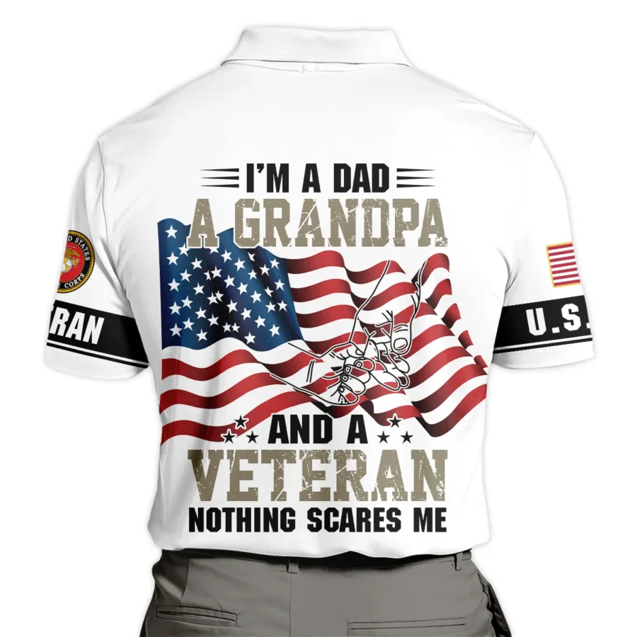 Proudly Served I Am A Dad A Grandpa And A Veteran U.S. Marine Corps All Over Prints Polo Shirt