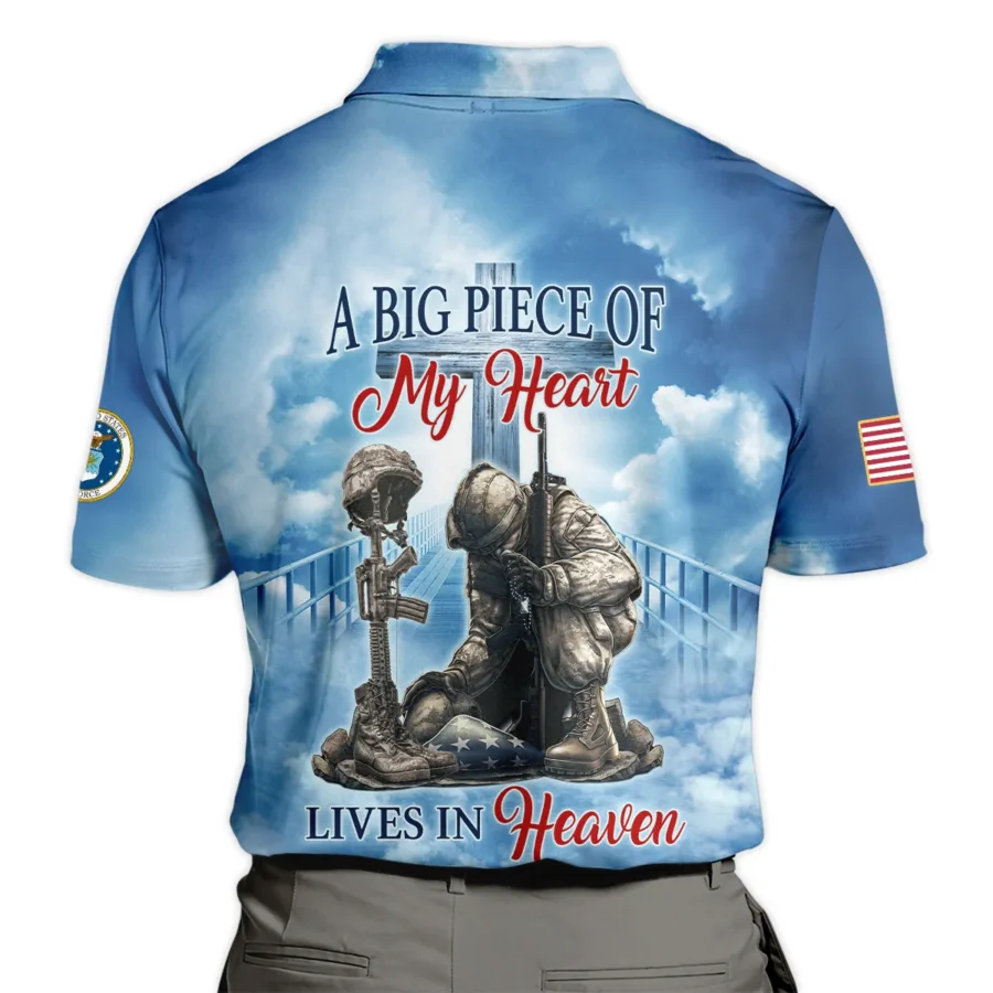 Honor The Fallen Veteran A Big Piece Of My Heart Lives In Heaven U.S. Air Force All Over Prints Polo Shirt