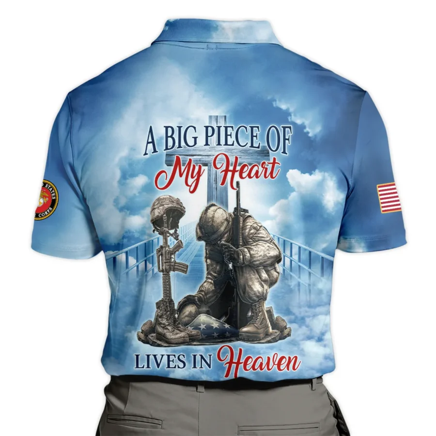 Honor The Fallen Veteran A Big Piece Of My Heart Lives In Heaven U.S. Marine Corps All Over Prints Polo Shirt