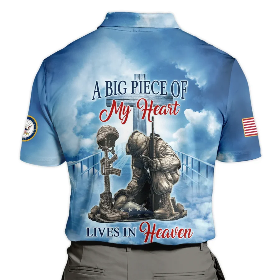 Honor The Fallen Veteran A Big Piece Of My Heart Lives In Heaven U.S. Navy All Over Prints Polo Shirt