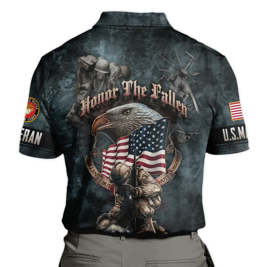 Veteran Dad Grandpa Man Of God Honor The Fallen U.S. Marine Corps All Over Prints Polo Shirt