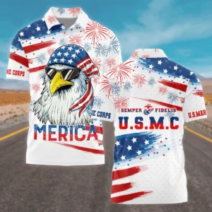 United States Independence Day U.S. Marine Corps All Over Prints Oversized Hawaiian Shirt