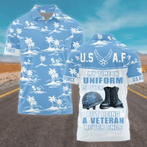 Hawaii Pattern Summer Beach Shirt Veteran U.S. Air Force All Over Prints Oversized Hawaiian Shirt